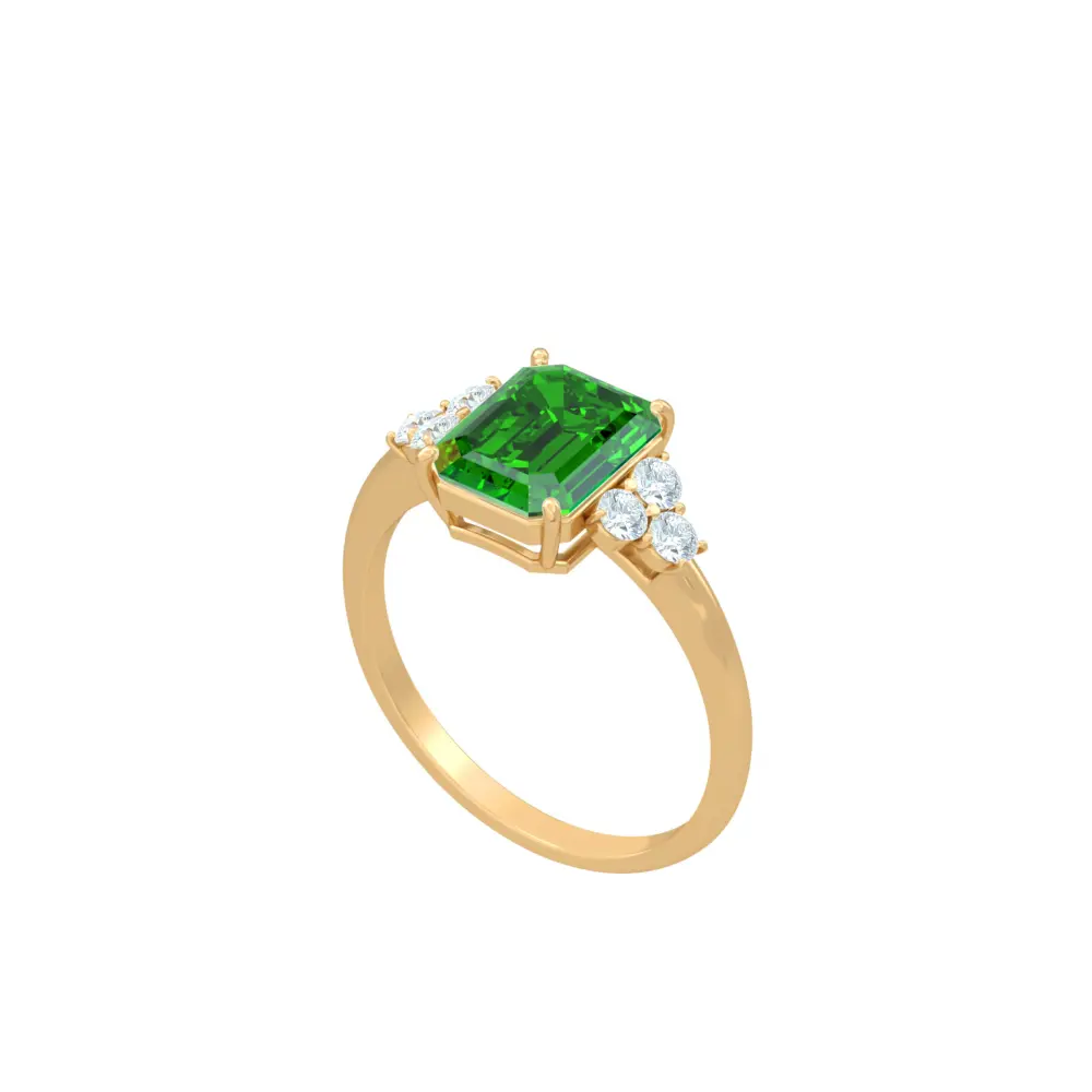 خاتم من الزمرد و 6 ماسات مستديرة EMERALD Y