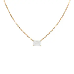 Emerald-Cut Solitaire Pendant Necklace