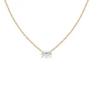 Oval Solitaire Diamond Pendant Necklace
