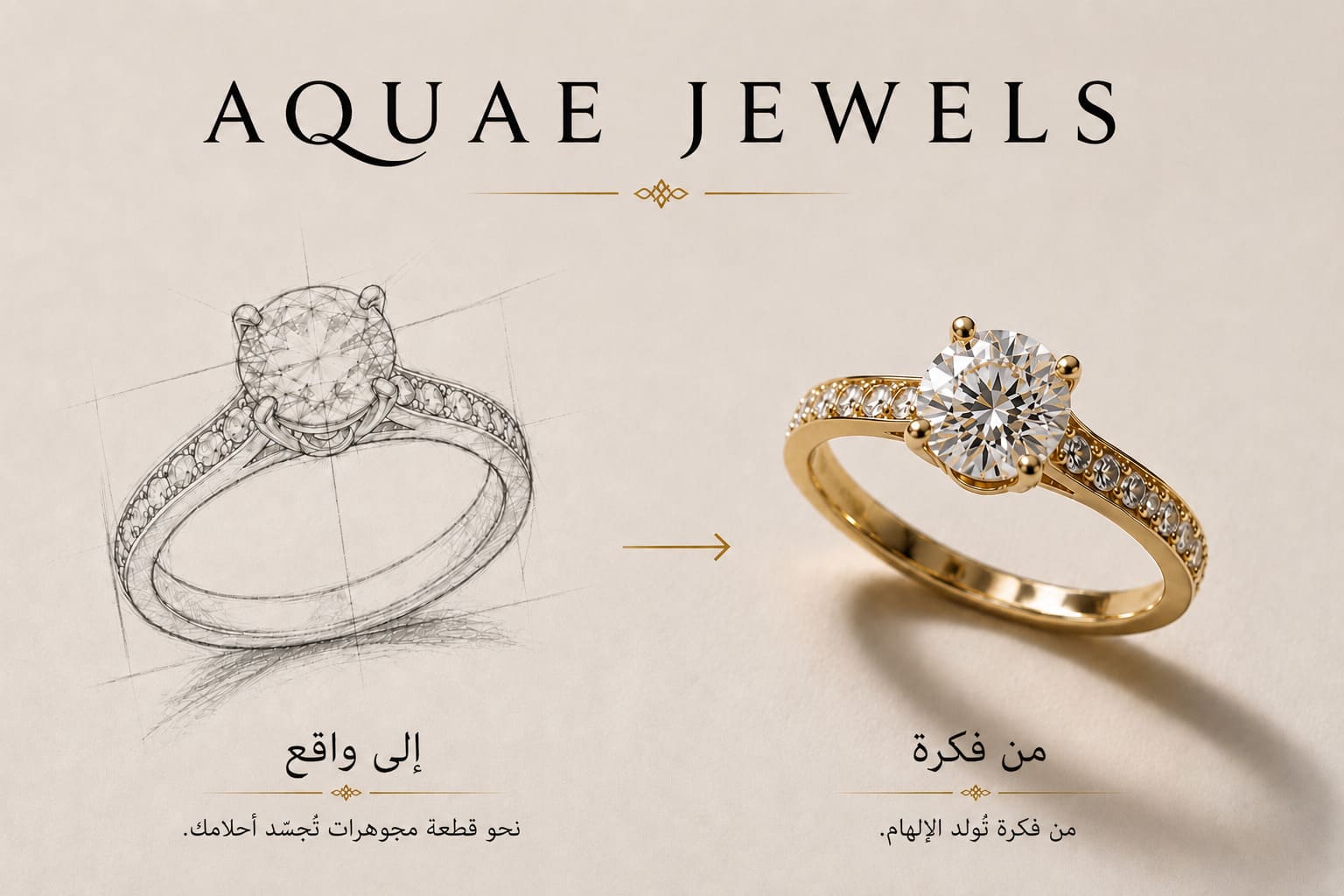 رسم تخطيطي بجانب قطعة مجوهرات مصنوعة حسب الطلب